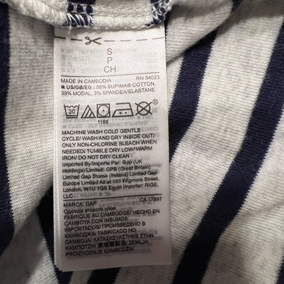 Gap T-Shirt Dress Supima Cotton Modal Grey Navy Stripe EUC Women's Small - Picture 3 of 6